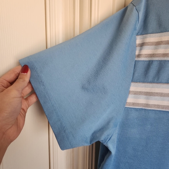 Travis Mathew Blue Stripe Regular Fit SS Performance Golf Polo Shirt Men's XL - Picture 4 of 7